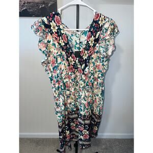 Multi Color Summer Vcut Fashion Dress sz XL